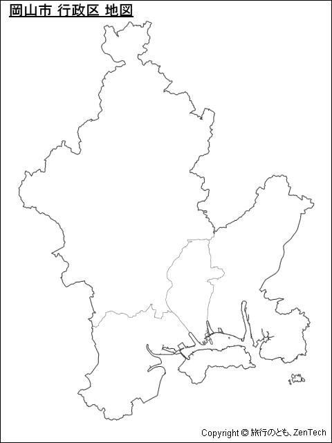 岡山市 行政区 地図（境界線のみ）