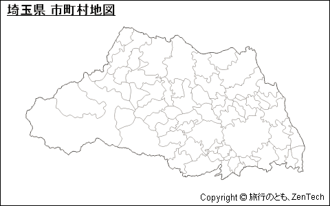 埼玉県 市町村地図（中サイズ）