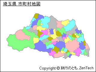 色付き埼玉県 市町村地図（小サイズ）