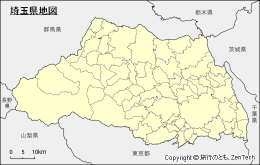 市町村境界入り埼玉県地図