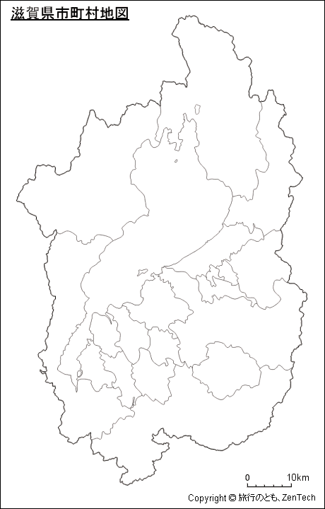 市町村境界線のみ滋賀県市町村地図