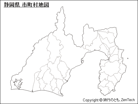 静岡県 市町村地図（中サイズ）
