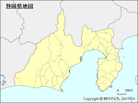 市町村境界線入り静岡県地図