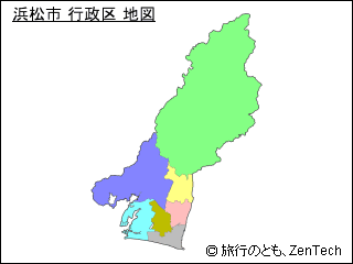 色付き浜松市 行政区 地図（小サイズ）