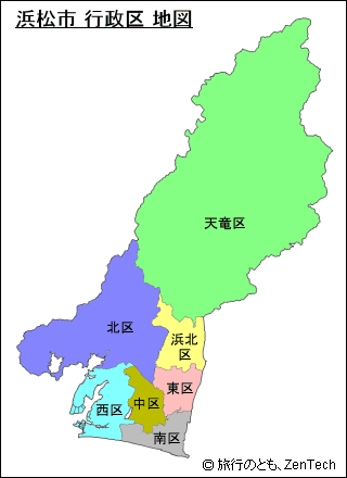 色付き浜松市 行政区 地図