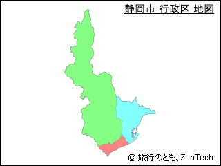色付き静岡市 行政区 地図（小サイズ）