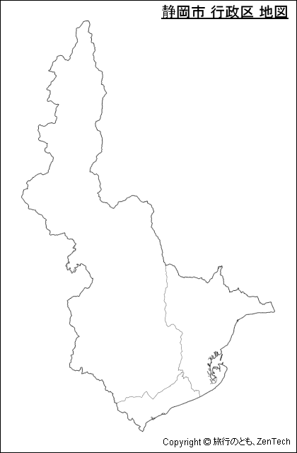 静岡市 行政区 地図（境界線のみ）