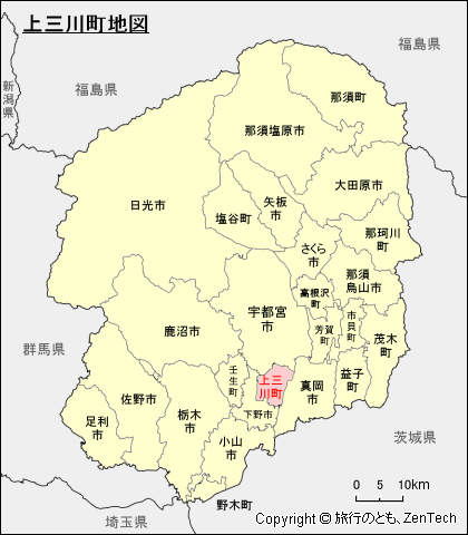 栃木県上三川町地図