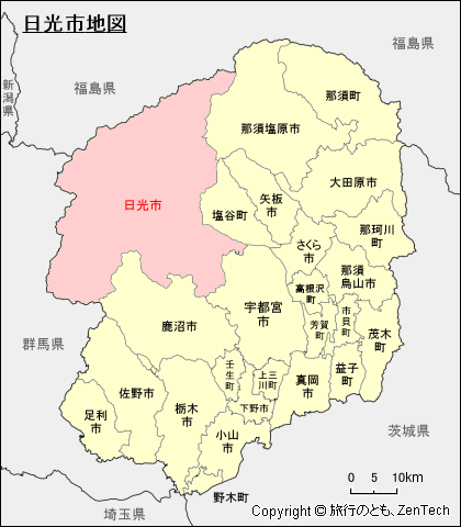 栃木県日光市地図