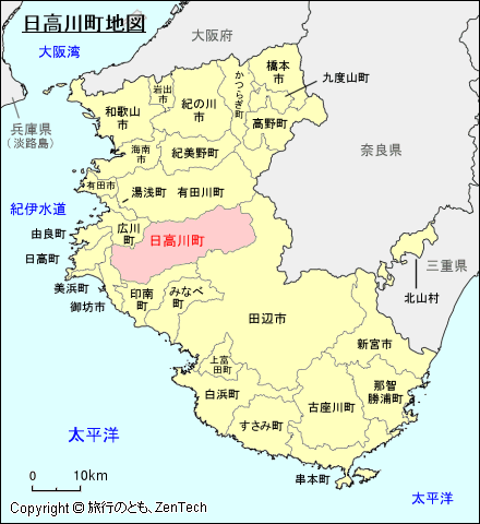 和歌山県日高川町地図