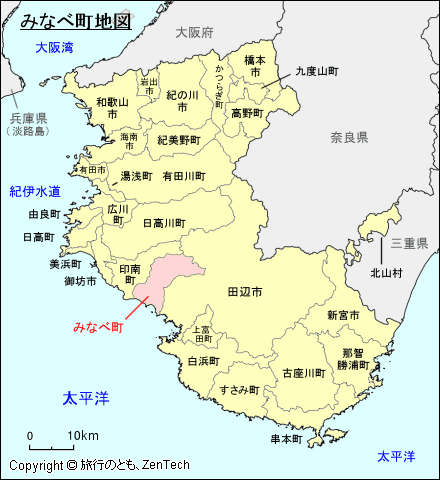 和歌山県みなべ町地図