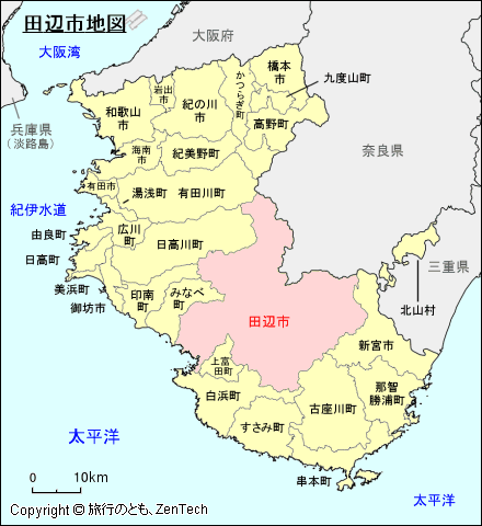 和歌山県田辺市地図