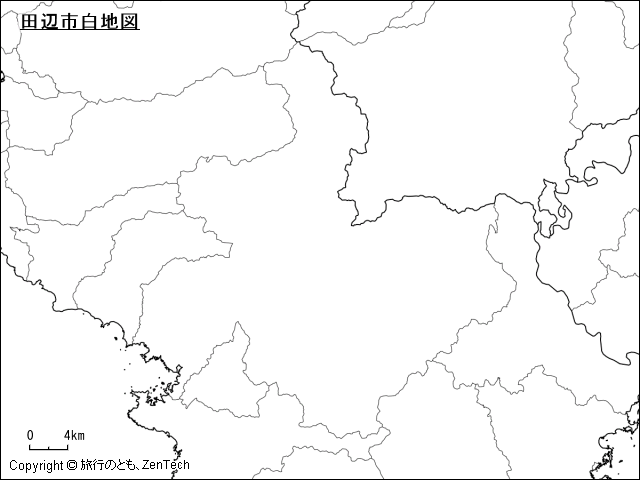 田辺市白地図
