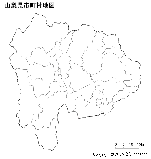市町村境界線のみ山梨県市町村地図