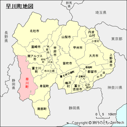 山梨県早川町地図