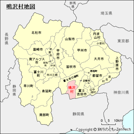 山梨県鳴沢村地図