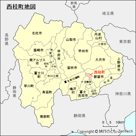 山梨県西桂町地図
