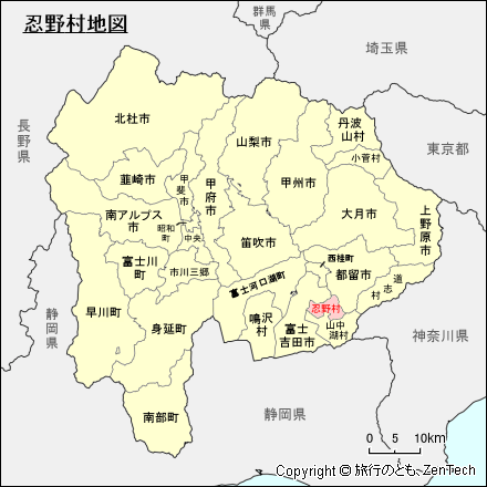 山梨県忍野村地図