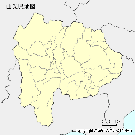 市町村境界線入り山梨県地図