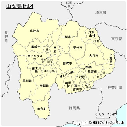 山梨県地図 旅行のとも Zentech