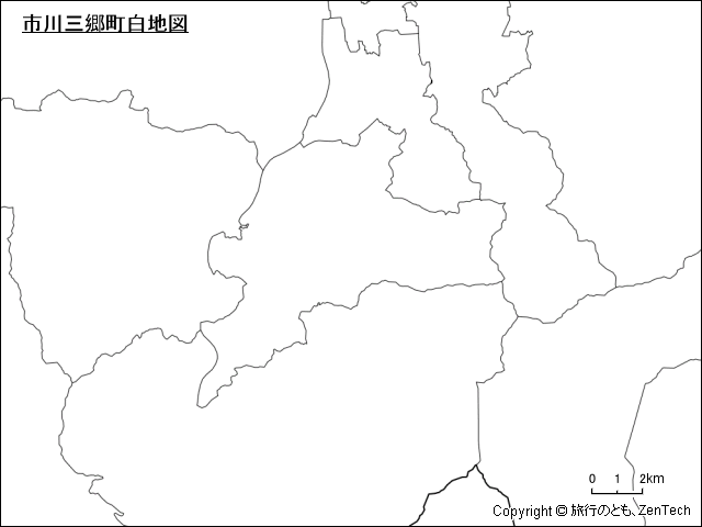 市川三郷町白地図