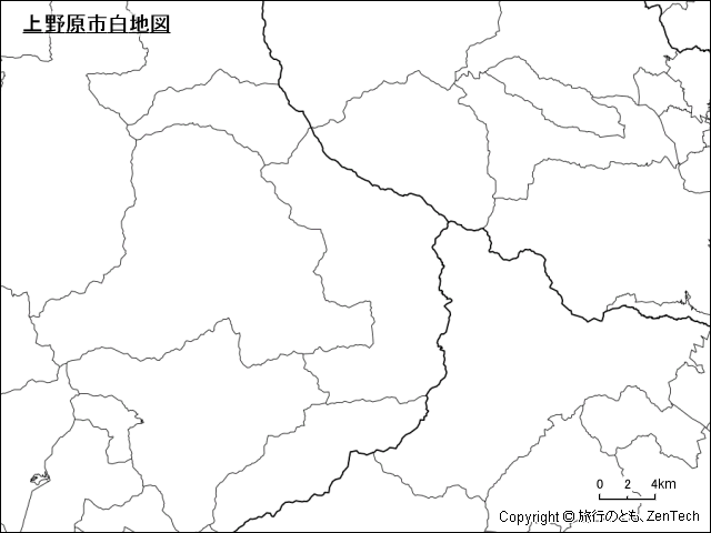 上野原市白地図