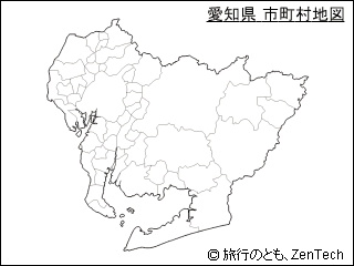 愛知県 市町村地図（小サイズ）