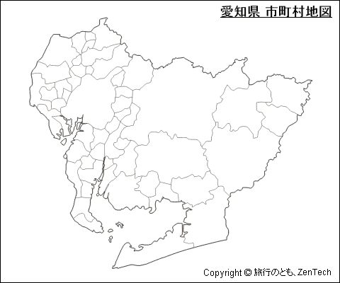 愛知県 市町村地図（中サイズ）