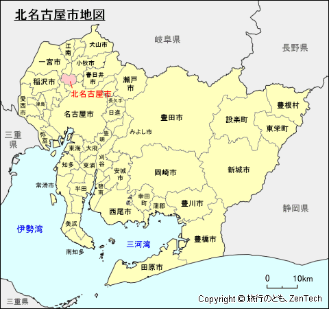 愛知県北名古屋市地図