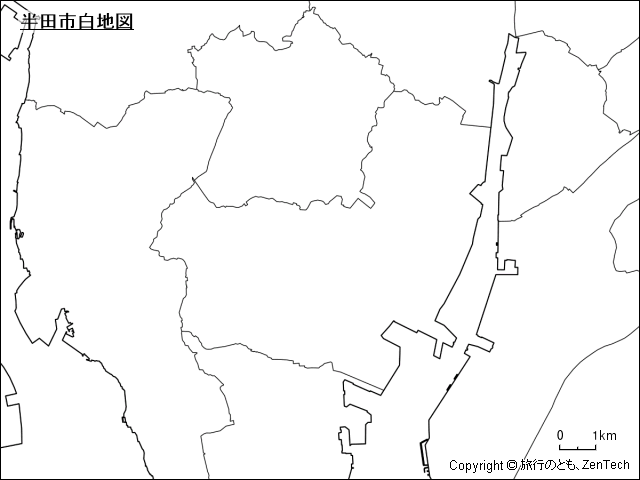 半田市白地図