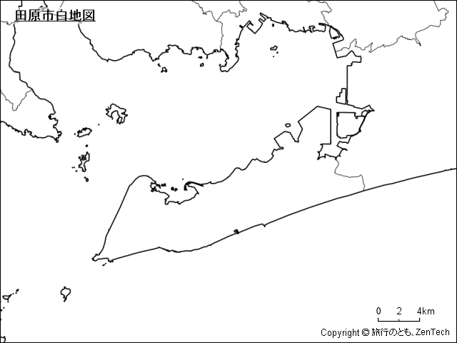 田原市白地図
