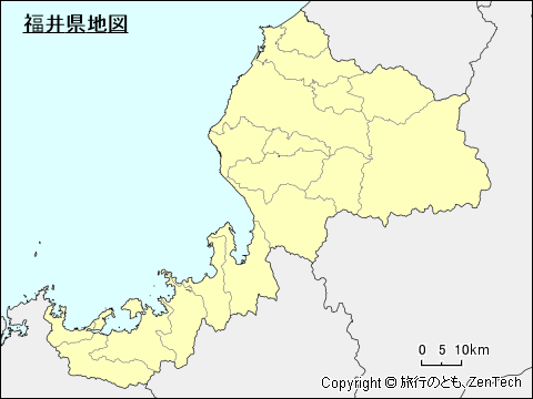 市町村境界線入り福井県地図