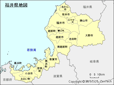 市町村名入り福井県地図