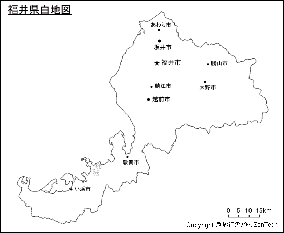 主要都市入り福井県白地図