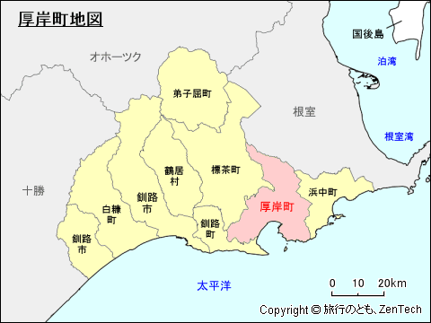 釧路総合振興局厚岸町地図