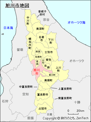 上川総合振興局旭川市地図