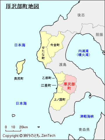 檜山振興局厚沢部町地図