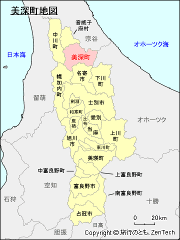 上川総合振興局美深町地図