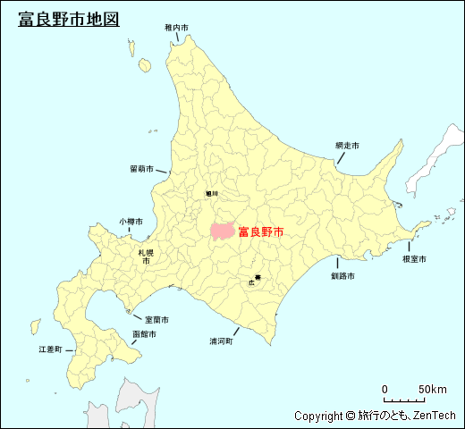 北海道富良野市地図