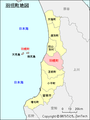 留萌振興局羽幌町地図