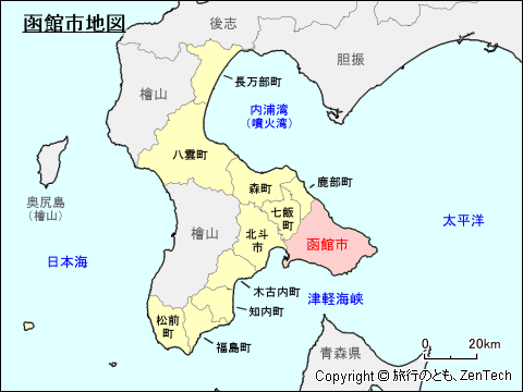 渡島総合振興局函館市地図