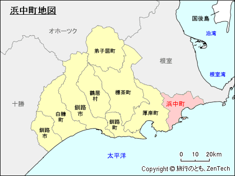 釧路総合振興局浜中町地図