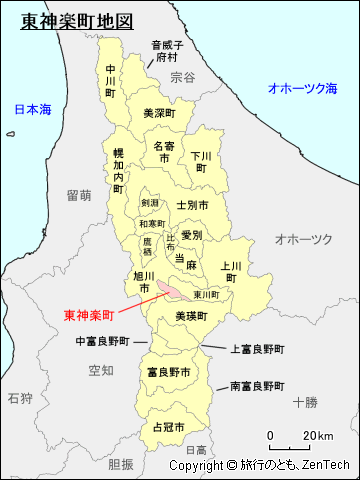 上川総合振興局東神楽町地図