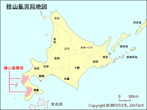 北海道檜山振興局地図