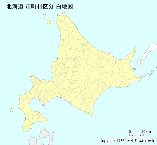 市町村境界線入り北海道地図