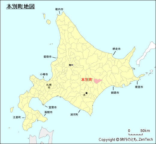 北海道本別町地図
