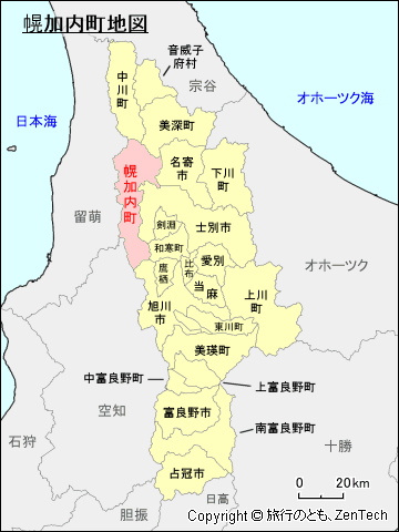 上川総合振興局幌加内町地図