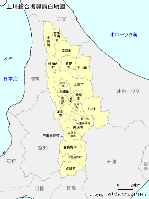 上川総合振興局地図