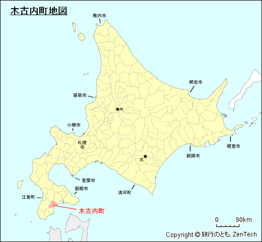 北海道木古内町地図
