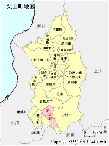 空知総合振興局栗山町地図